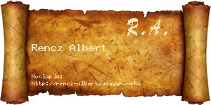 Rencz Albert névjegykártya